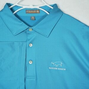 Peter Millar Summer Comfort Polo Shirt XXL Blue Gozzer Ranch Golf Logo Mens‎